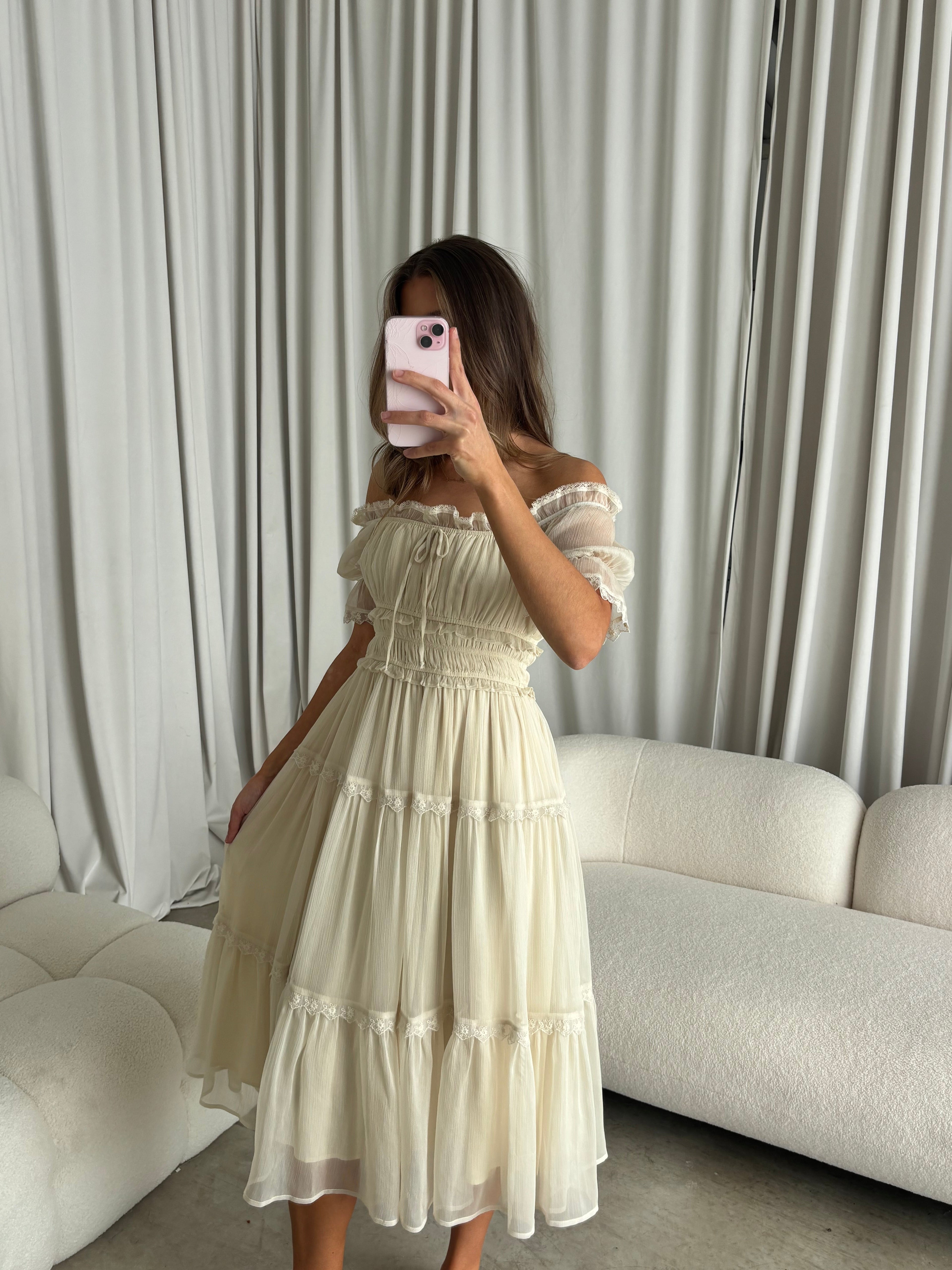 Marla Maxi Dress in Butter Cream - See Selfie Photo for True Color