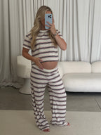 Karter Striped Set in Off-White/Red/Green