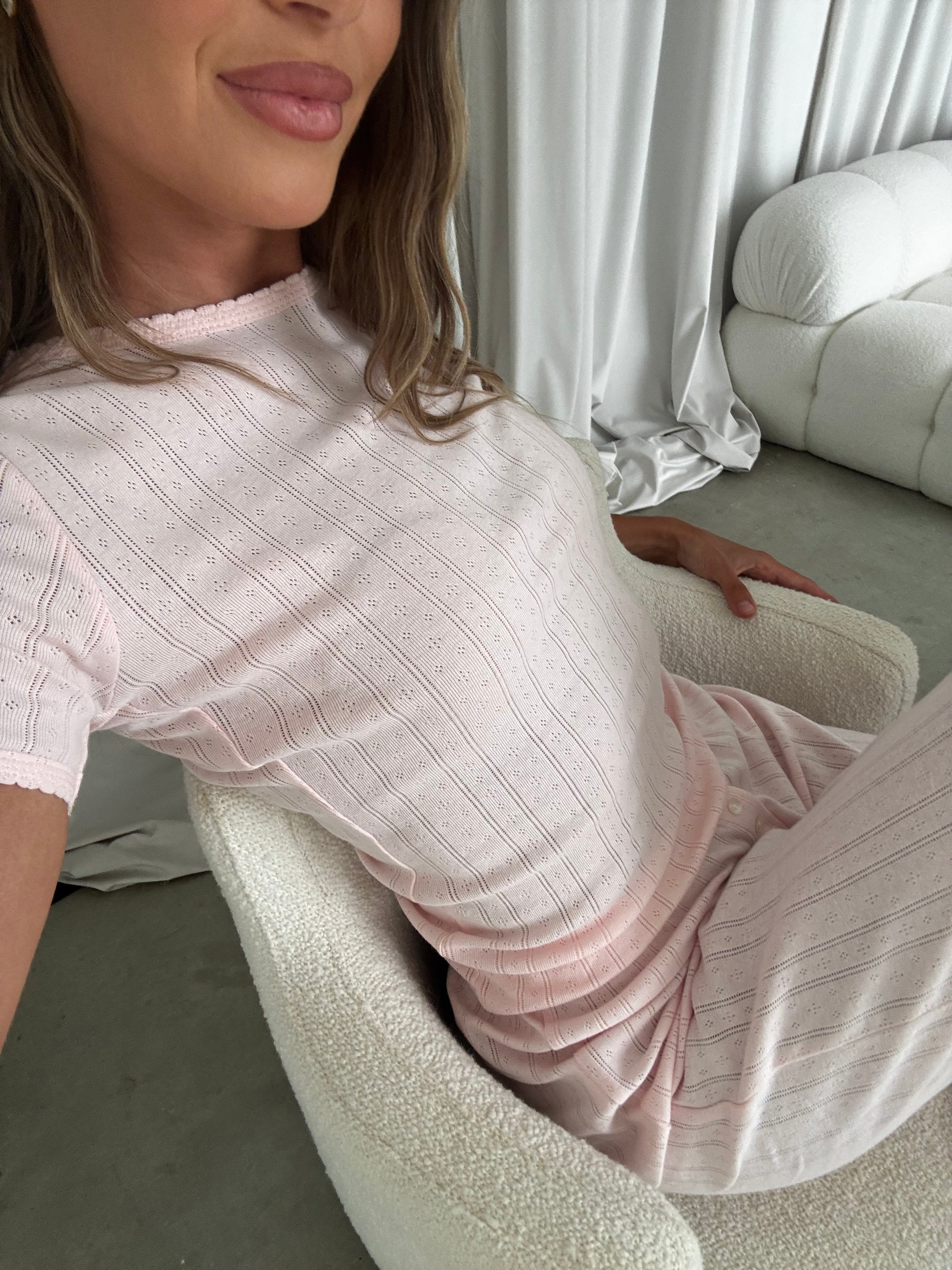 Mary 100% Cotton Lounge Set in Pink