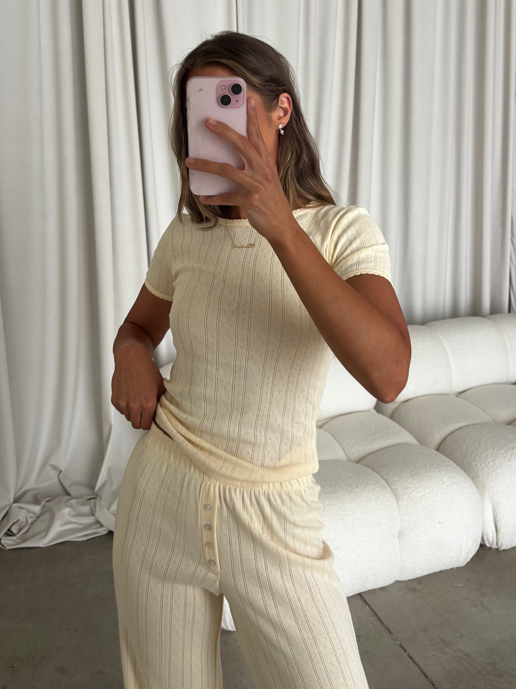 Mary 100% Cotton Lounge Set in Butter