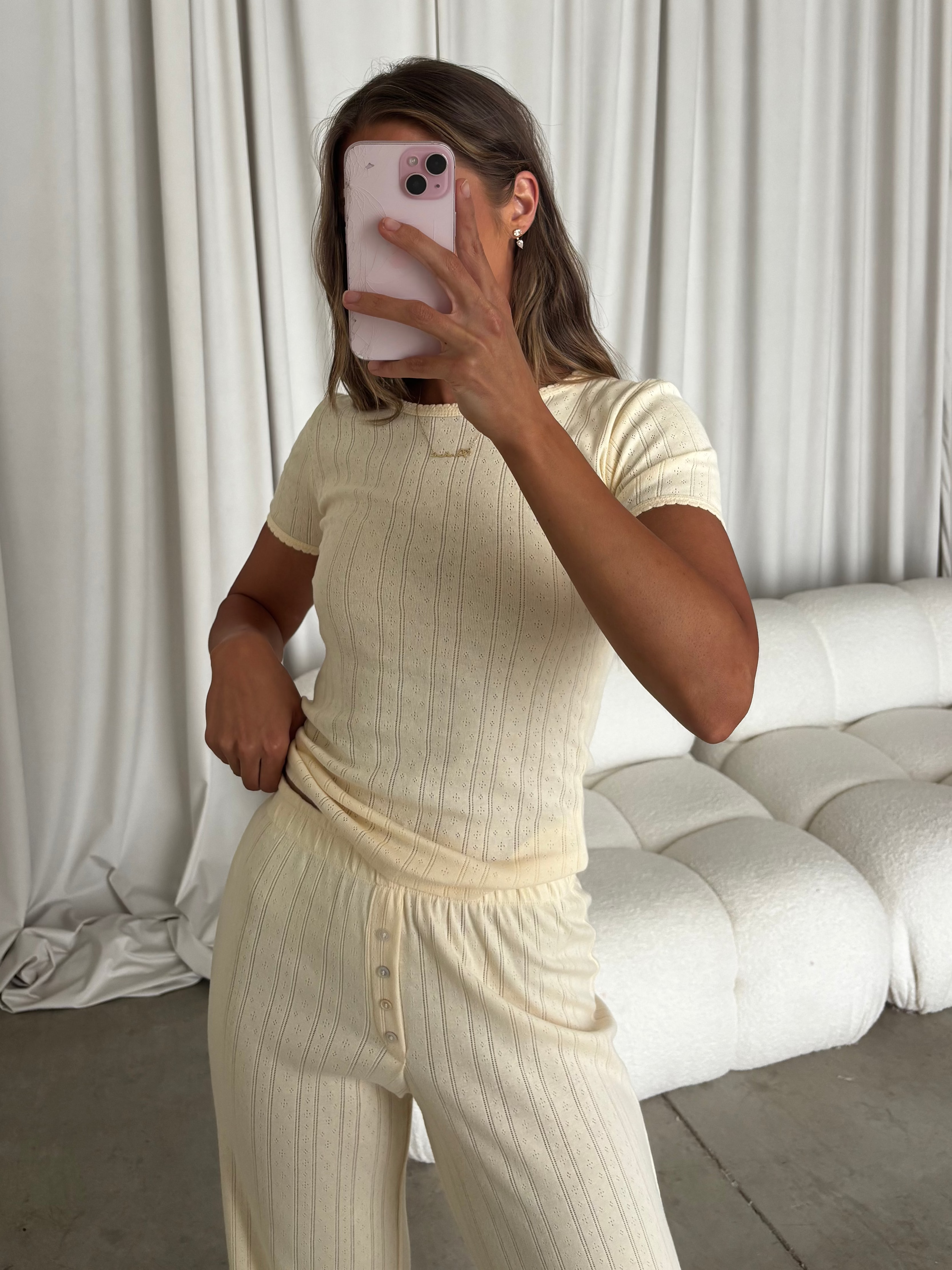 Mary 100% Cotton Lounge Set in Butter