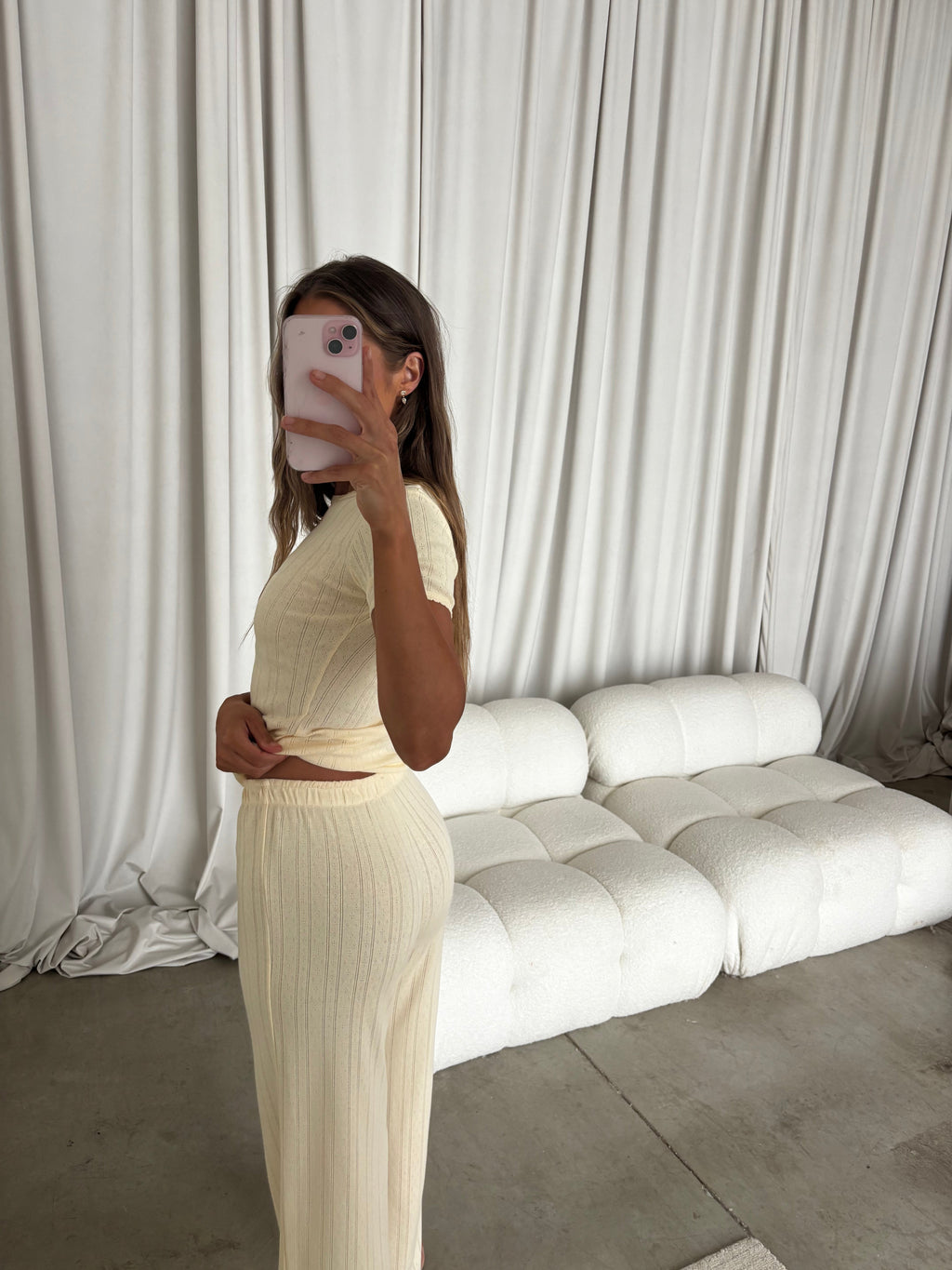 Mary 100% Cotton Lounge Set in Butter
