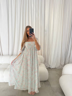 Mona Maxi Dress in Mint/Pink Floral - Bump Friendly