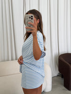 Jess Skort Set in Light Blue/White Stripe