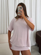 Jess Skort Set in Light Pink/White Stripe