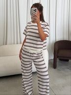 Karter Striped Set in Off-White/Red/Green