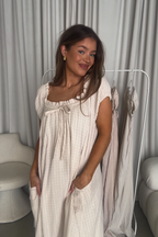 Ensley 100% Cotton Maxi Dress in Pale Pink Plaid - Bump Friendly