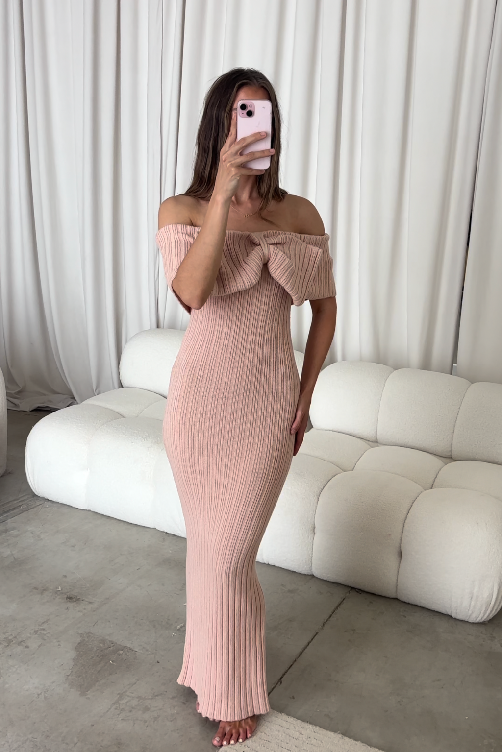 Aston Bow Front Maxi Sweater Dress in Rose - Bump Friendly & Inclusive Sizing - New Soft Premium Luxe Fabric