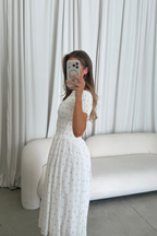 Bianca 100% Cotton Smocked Floral Midi Dress in Off-White *6/18 PRE-ORDER*