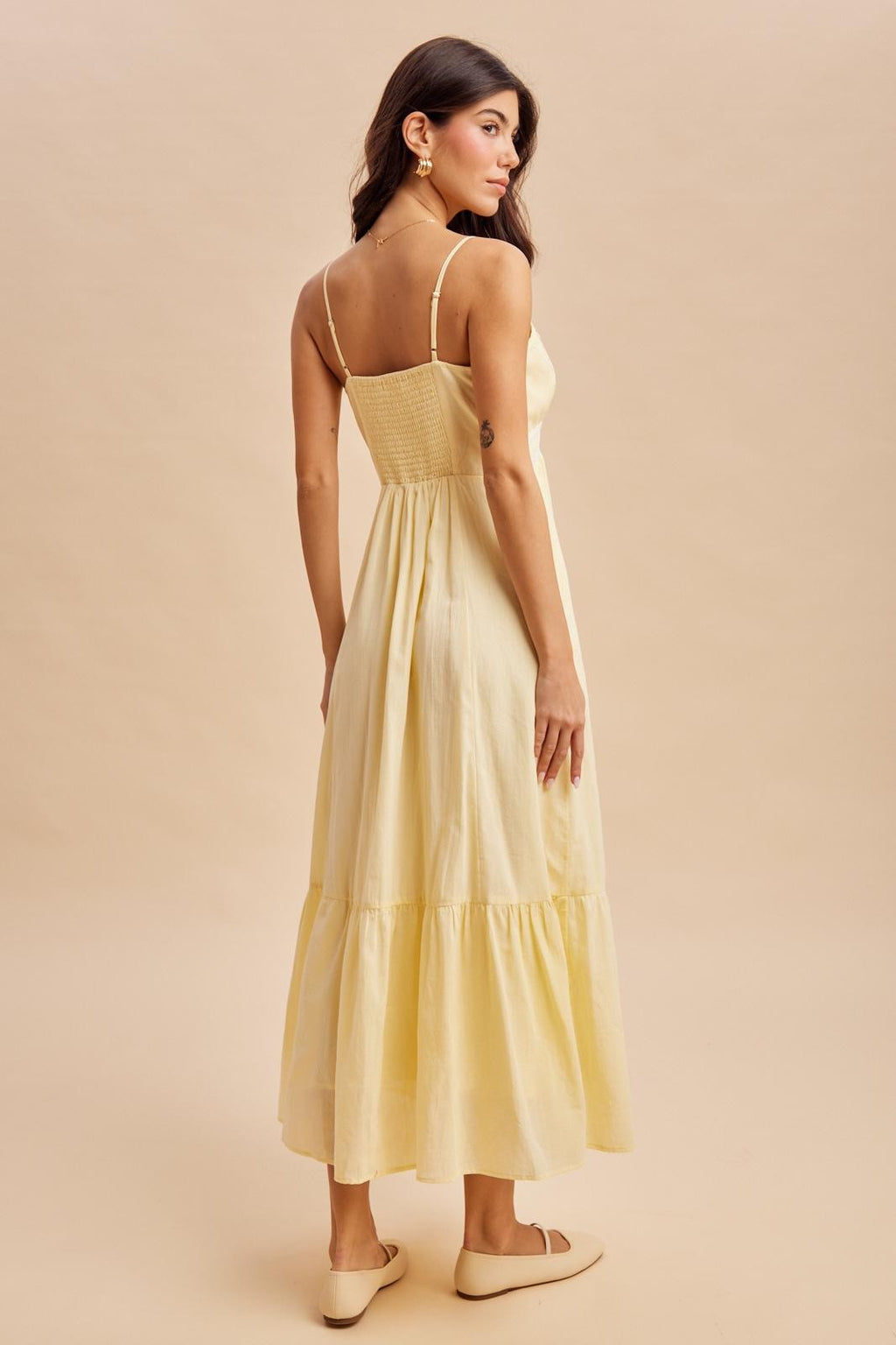 Faye Lace Detail Maxi Dress in Lemon Water