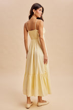 Faye Lace Detail Maxi Dress in Lemon Water