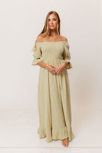 Sienna 100% Cotton Puff Sleeve Maxi Dress in Green Haze Foliage - Bump Friendly