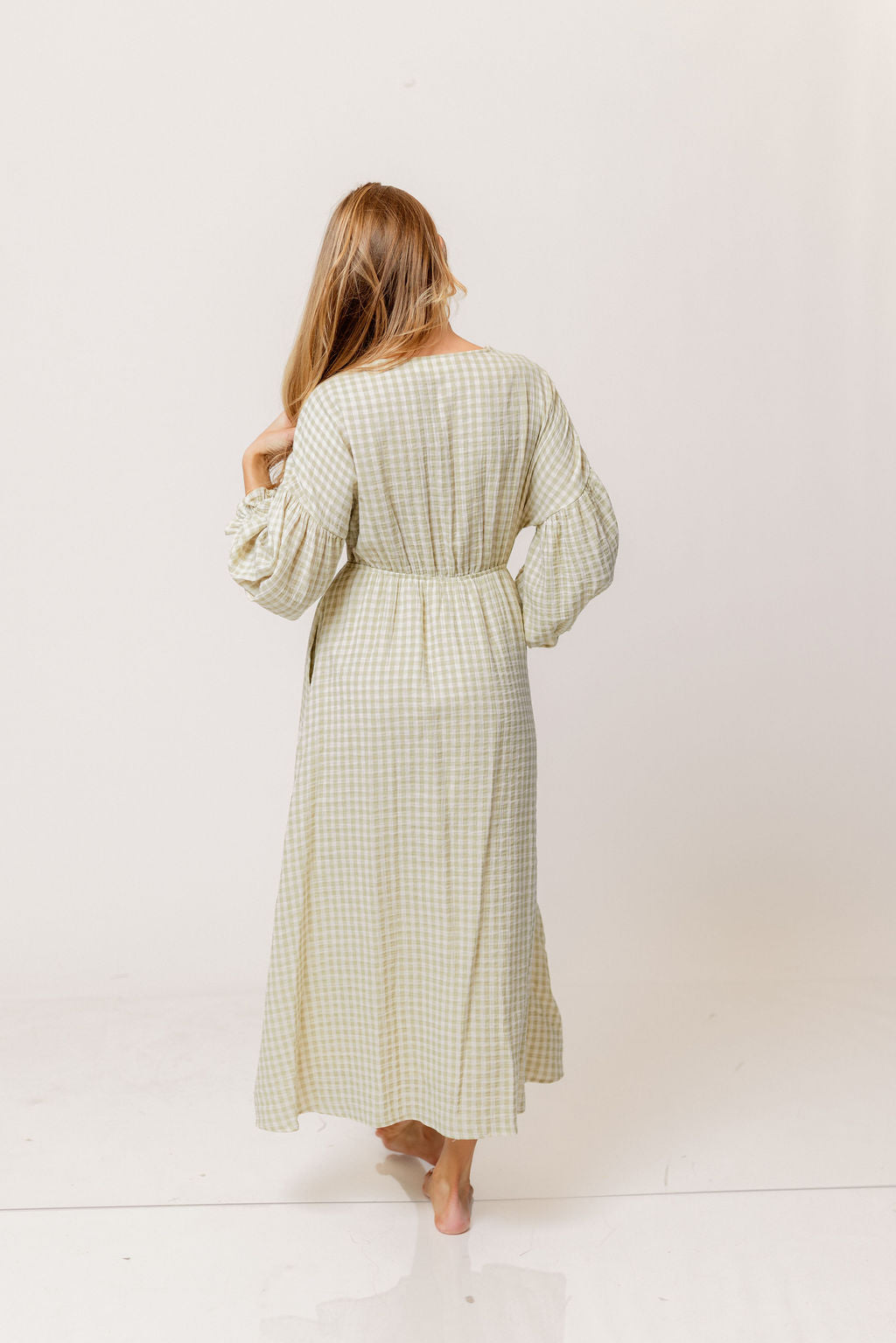 Hunter 100% Cotton Midi Dress in Green Haze Plaid (Lined) - Bump Friendly