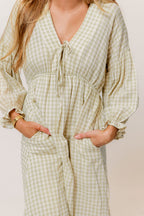 Hunter 100% Cotton Midi Dress in Green Haze Plaid (Lined) - Bump Friendly