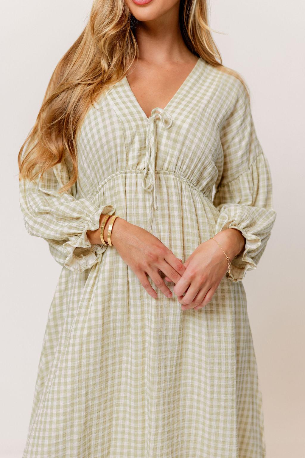 Hunter 100% Cotton Midi Dress in Green Haze Plaid (Lined) - Bump Friendly
