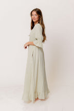 Sienna 100% Cotton Puff Sleeve Maxi Dress in Green Haze Plaid (Lined) - Bump Friendly