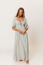 Cecilia 100% Cotton Smocked Maxi Dress in Aqua Plaid (Lined) - Bump Friendly