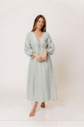 Hunter 100% Cotton Midi Dress in Aqua Plaid (Lined) - Bump Friendly