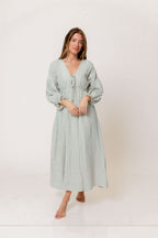 Hunter 100% Cotton Midi Dress in Aqua Plaid (Lined) - Bump Friendly
