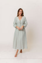 Hunter 100% Cotton Midi Dress in Aqua Plaid (Lined) - Bump Friendly