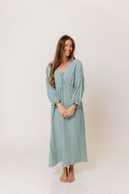 Hunter 100% Cotton Midi Dress in Aqua Foliage - Bump Friendly