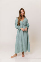 Hunter 100% Cotton Midi Dress in Aqua Foliage - Bump Friendly