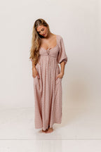 Cecilia 100% Cotton Smocked Maxi Dress in Rose Foliage - Bump Friendly