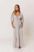 Cecilia 100% Cotton Smocked Maxi Dress in Wisteria Plaid (Lined) - Bump Friendly