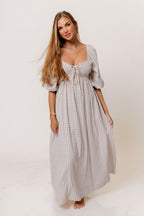 Cecilia 100% Cotton Smocked Maxi Dress in Wisteria Plaid (Lined) - Bump Friendly