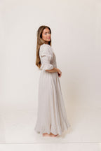 Sienna 100% Cotton Puff Sleeve Maxi Dress in Wisteria Plaid (Lined) - Bump Friendly
