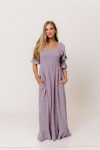 Sienna 100% Cotton Puff Sleeve Maxi Dress in Wisteria Foliage - Bump Friendly