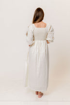 Cecilia 100% Cotton Smocked Maxi Dress in Ivory Floral (Lined) - Bump Friendly