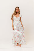 Ryan Lace Bodice Cutout Maxi Dress in Cream Floral - Bump Friendly