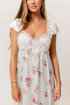 Ryan Lace Bodice Cutout Maxi Dress in Cream Floral - Bump Friendly