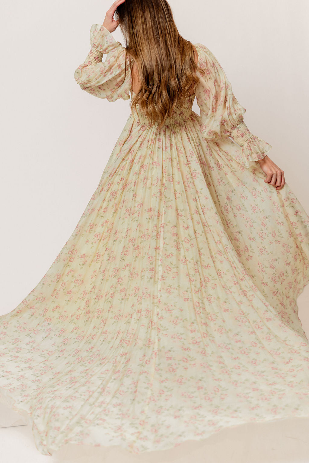 Delilah Maxi Dress with Train in Vintage Floral - Bump Friendly