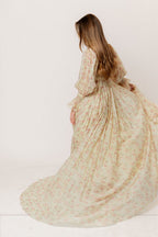 Delilah Maxi Dress with Train in Vintage Floral - Bump Friendly