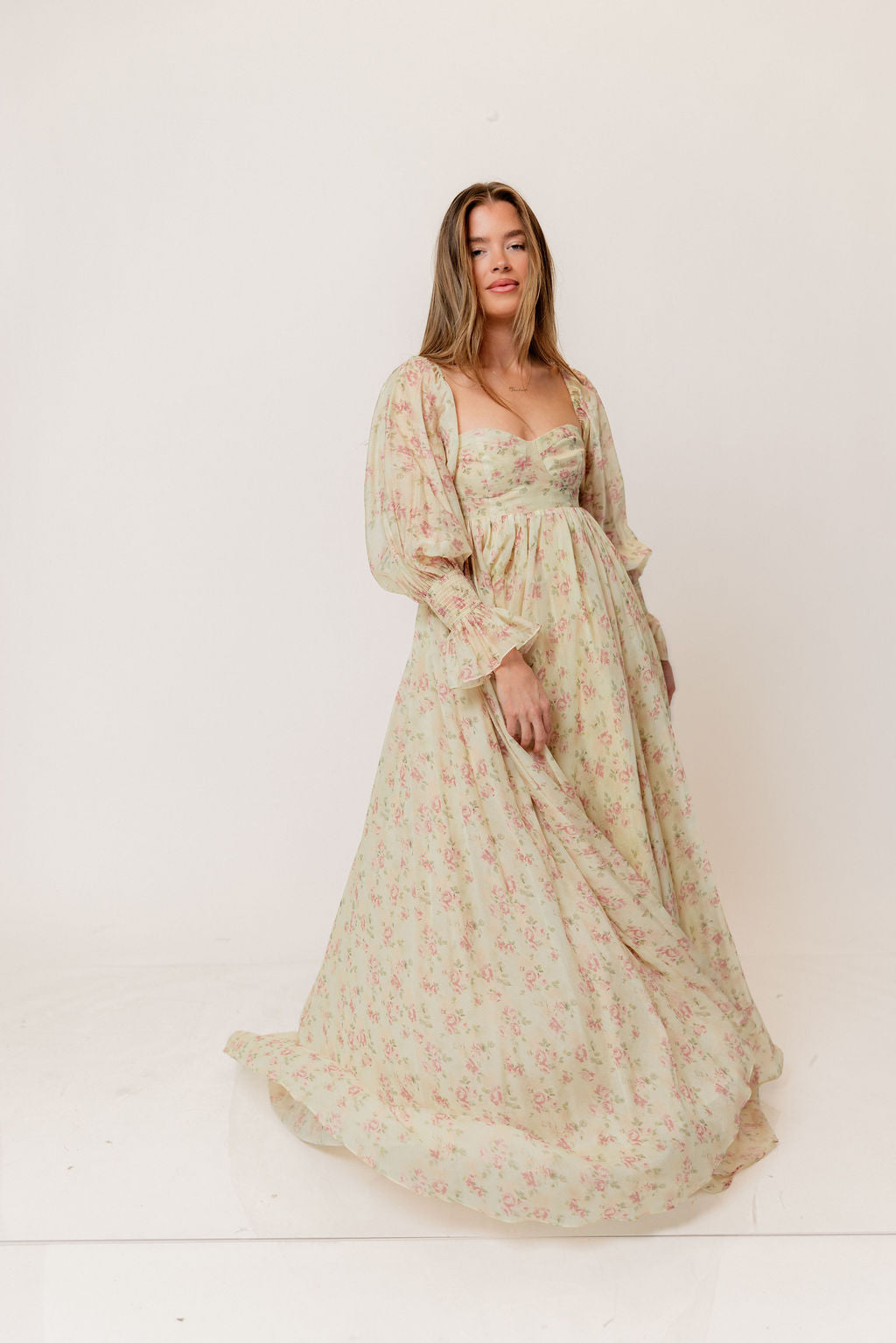 Delilah Maxi Dress with Train in Vintage Floral - Bump Friendly