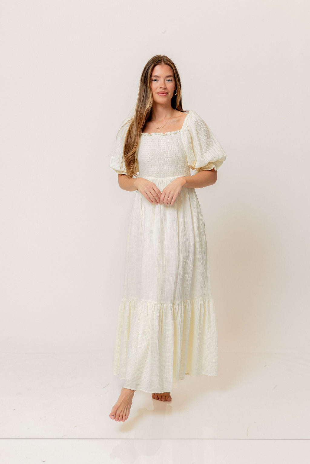 Modest Liv 100% Cotton Maxi Dress in Cream - Bump Friendly