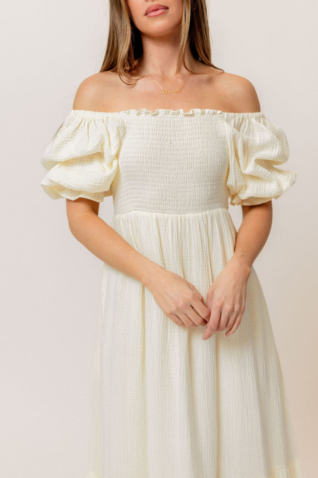 Modest Liv 100% Cotton Maxi Dress in Cream - Bump Friendly