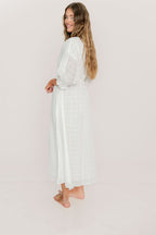 Hunter 100% Cotton Midi Dress with Lace Trim in Ivory - Bump Friendly