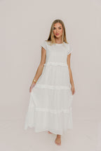 Helen Ruffle Tiered Maxi Dress in Off-White