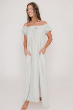 Ensley 100% Cotton Maxi Dress in Baby Blue Plaid - Bump Friendly
