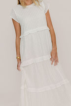 Helen Ruffle Tiered Maxi Dress in Off-White