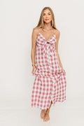 Greta Midi Dress in Mauve/White