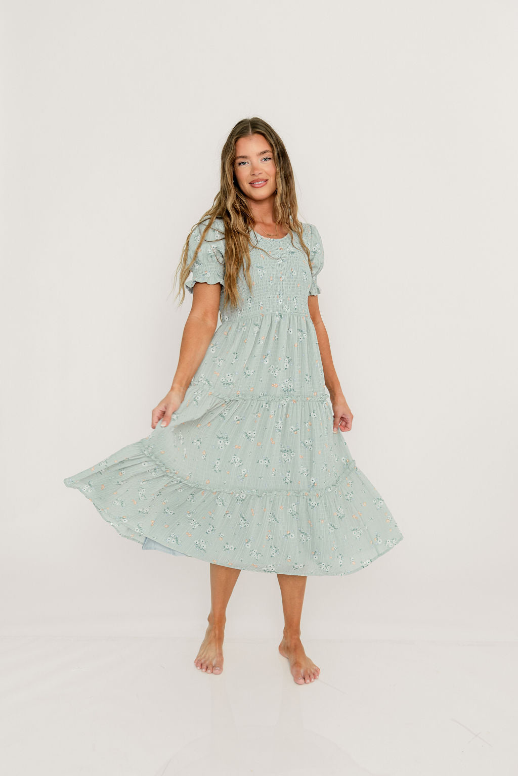McCall Midi Dress in Hint of Mint - Bump Friendly