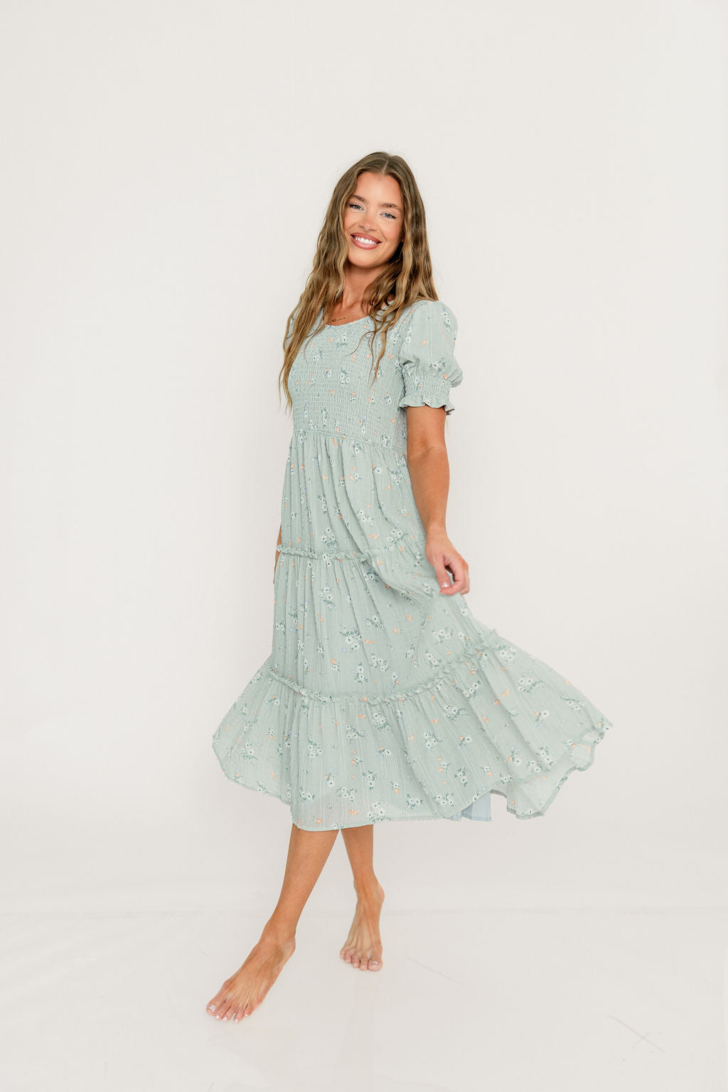 McCall Midi Dress in Hint of Mint - Bump Friendly