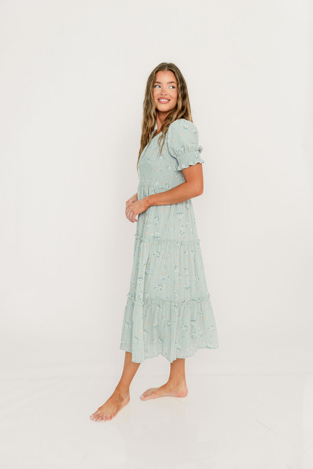 McCall Midi Dress in Hint of Mint - Bump Friendly