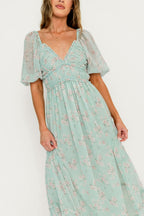 Daphne Maxi Dress in Mint/Pink Floral - Bump Friendly