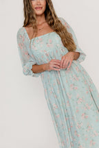 Mona Maxi Dress in Mint/Pink Floral - Bump Friendly