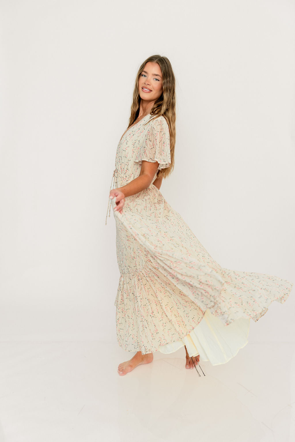 Illia Woven Maxi Dress in Blush Multi